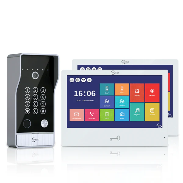 Anjielo 10 Inch Video Monitor Video Intercom System with 5 in 1 unlocking with Motion Detection for Apartment and Villa