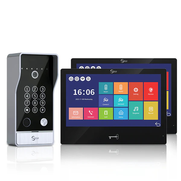 Anjielo 10 Inch Video Monitor Video Intercom System with 5 in 1 unlocking with Motion Detection for Apartment and Villa