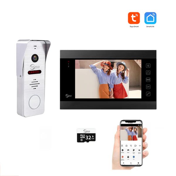 Anjieo Intercom Video Doorbell System 4 Wire 7 Inch Monitor Video Doorphone Unlock by Monitor,Doorbell and Tuya Smart Life for Home