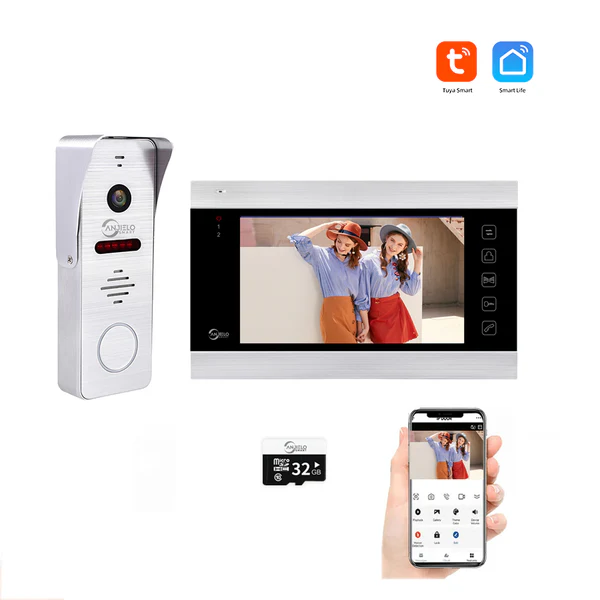 Anjieo Intercom Video Doorbell System 4 Wire 7 Inch Monitor Video Doorphone Unlock by Monitor,Doorbell and Tuya Smart Life for Home