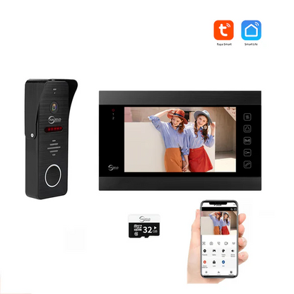 Anjieo Intercom Video Doorbell System 4 Wire 7 Inch Monitor Video Doorphone Unlock by Monitor,Doorbell and Tuya Smart Life for Home