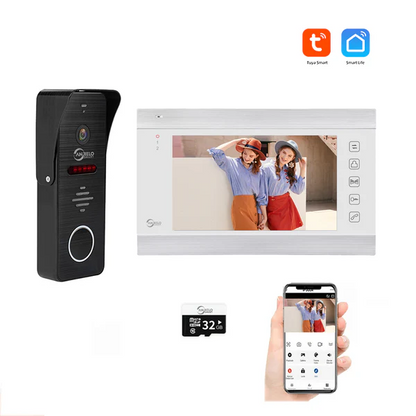 Anjieo Intercom Video Doorbell System 4 Wire 7 Inch Monitor Video Doorphone Unlock by Monitor,Doorbell and Tuya Smart Life for Home