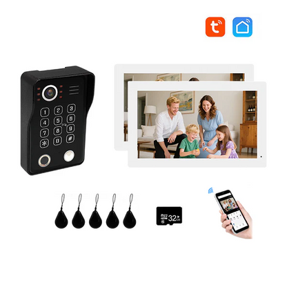 1080P Tuya Smart WiF Video Door phone Doorbell Camera with RFID Card unlcok Fingerprint and Passcode unlock for the Apartment Intercom System for Home Villa