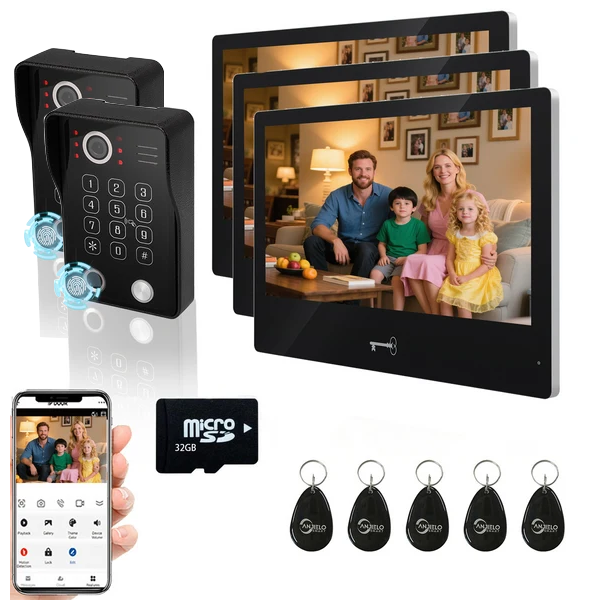 Tuya 10 Inch Video Intercom Touch Screen with Wired Doorbell 1080P APP Password Fingerprint Card Swipe Monitor One click unlock