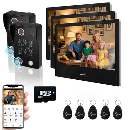 Tuya 10 Inch Video Intercom Touch Screen with Wired Doorbell 1080P APP Password Fingerprint Card Swipe Monitor One click unlock