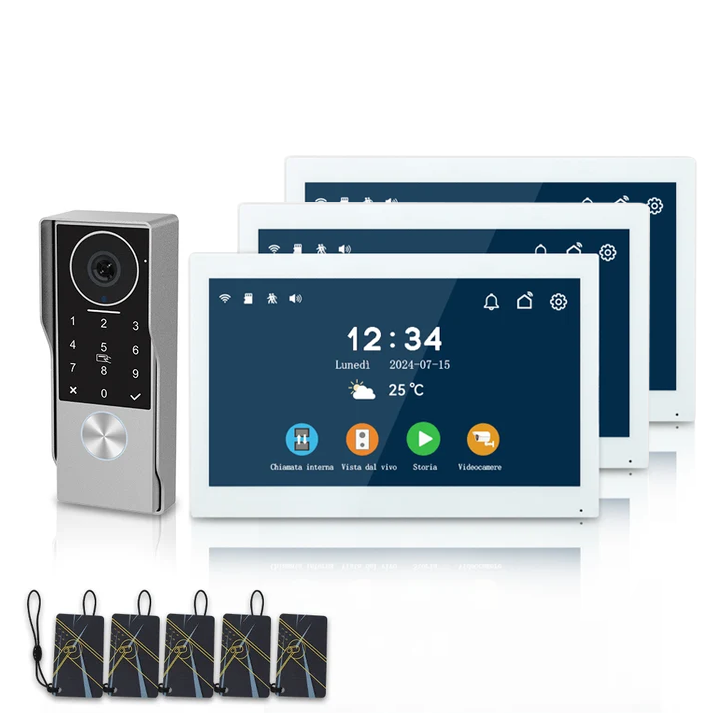 Anjielo 2‑Wire Bus Tuya Video Intercom 7/10‑Inch IPS Touch‑Screen,NFC RFID Unlock Wired Doorphone for Villa & Apartment