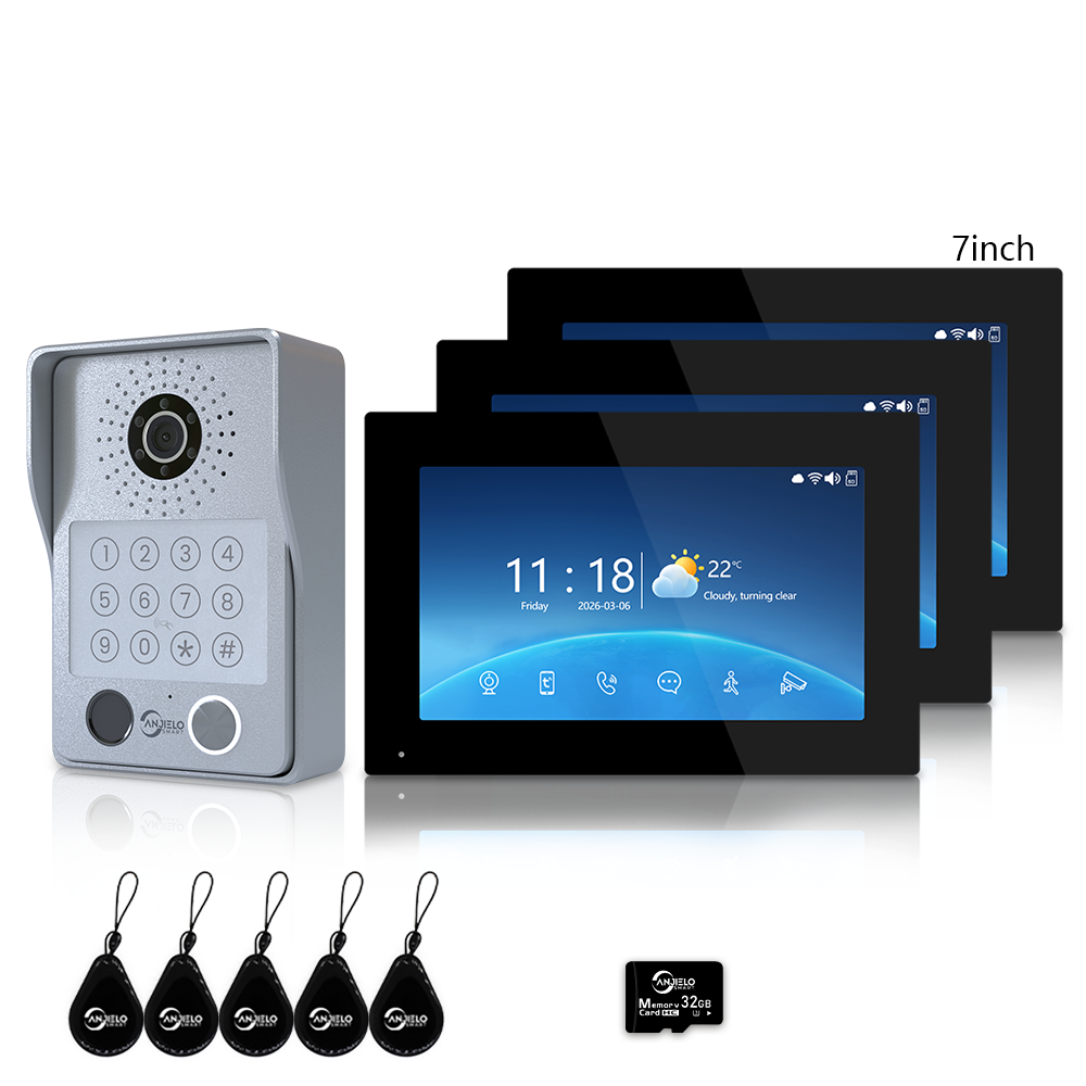 Anjielo Latest 4 wire Video Intercom System Photo Frame Video Doorbell 5 in 1 unlocking with Motion Detection for the Apartment Intercom System for Home Villa