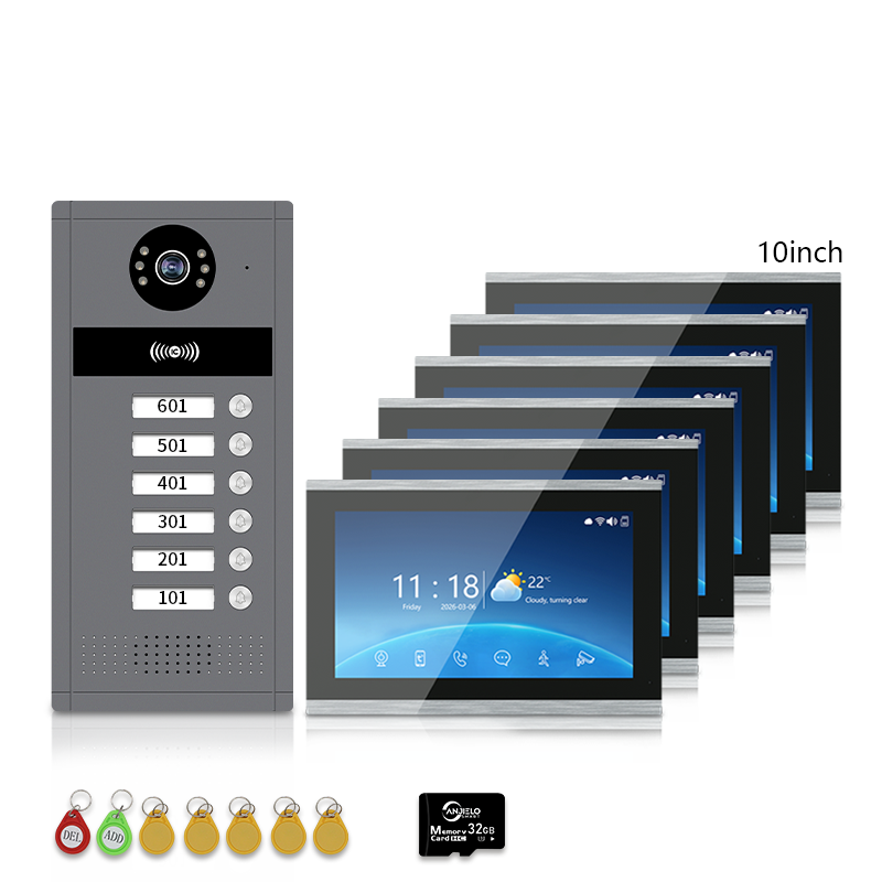 Anjielo 7/10 Inch WiFi Smart Video Doorbell Multi‑Family Apartment Intercom System Two‑Way Audio & Remote Unlock Digital Photo Frame & Background Music Tuya App Control IP65 Weatherproof