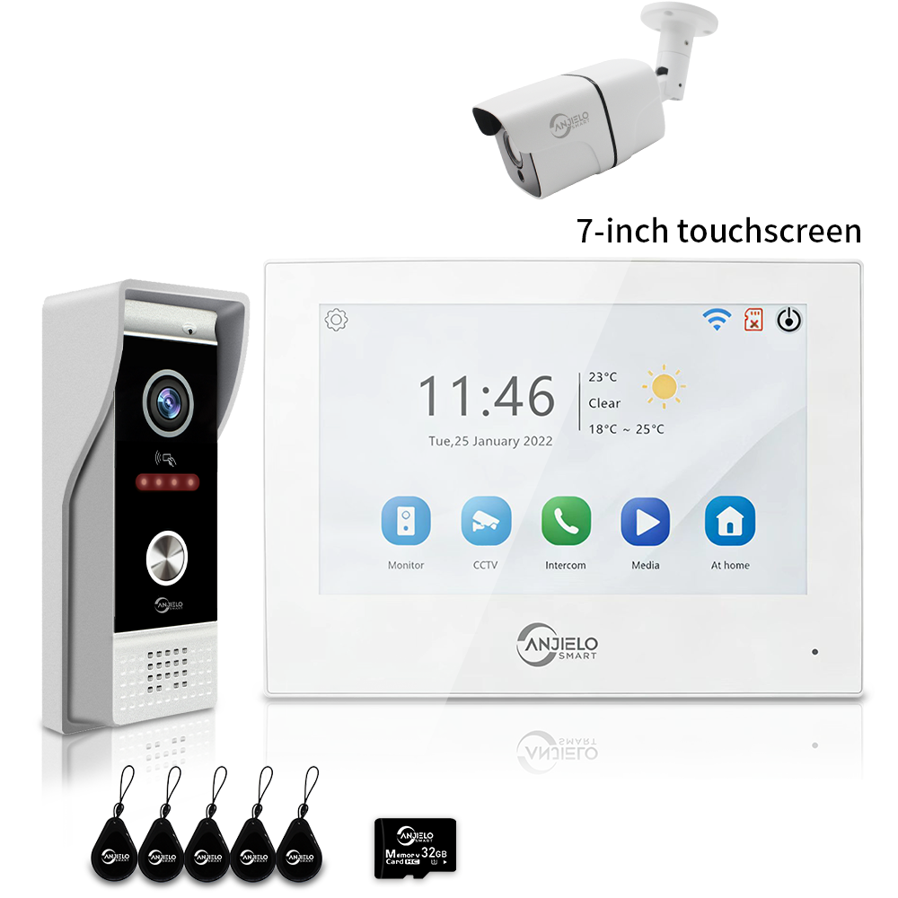 Anjielo 7/10 Inch 1080P Smart WiFi Video Intercom System with Tuya App 3-in-1 Unlock Motion Detection Alarm for Home Apartment