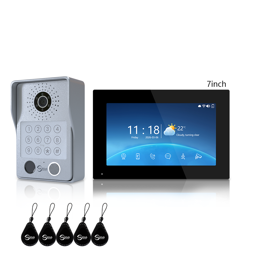 Anjielo Latest 4 wire Video Intercom System Video Doorbell 5 in 1 unlocking for the Apartment Intercom System for Home Villa