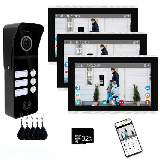 Anjielo Smart Wifi Intercom Tuya 7/10 Inch Video Tuya Smart Home video 2 doorbell System 1080P 160°Wired Doorbell Camera Full Touch Monitor