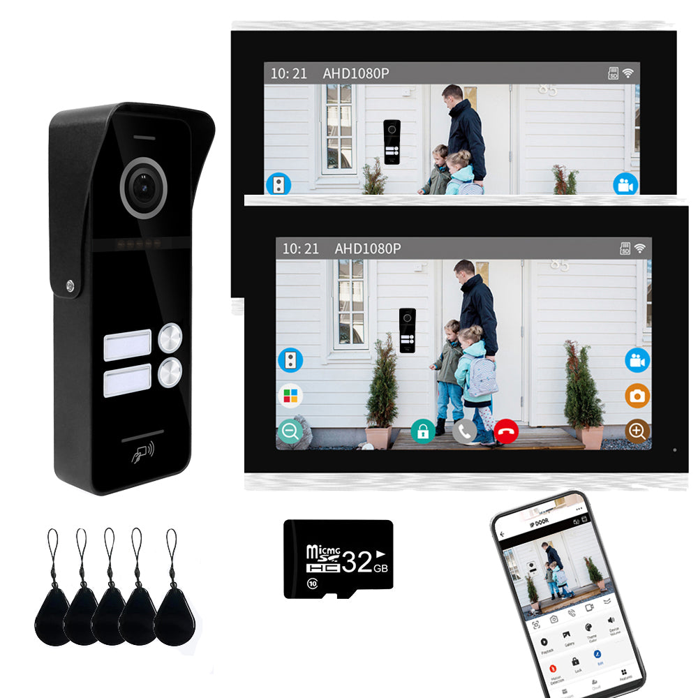 Anjielo Smart Wifi Intercom Tuya 7/10 Inch Video Tuya Smart Home video 2 doorbell System 1080P 160°Wired Doorbell Camera Full Touch Monitor