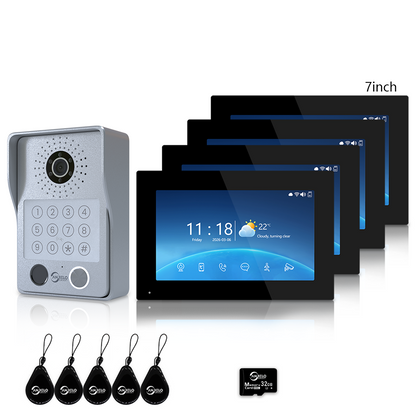 Anjielo Latest 4 wire Video Intercom System Photo Frame Video Doorbell 5 in 1 unlocking with Motion Detection for the Apartment Intercom System for Home Villa