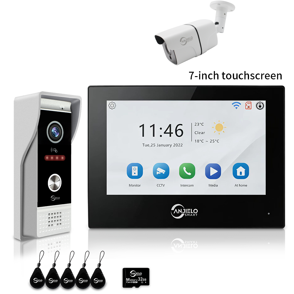 Anjielo 7/10 Inch 1080P Smart WiFi Video Intercom System with Tuya App 3-in-1 Unlock Motion Detection Alarm for Home Apartment