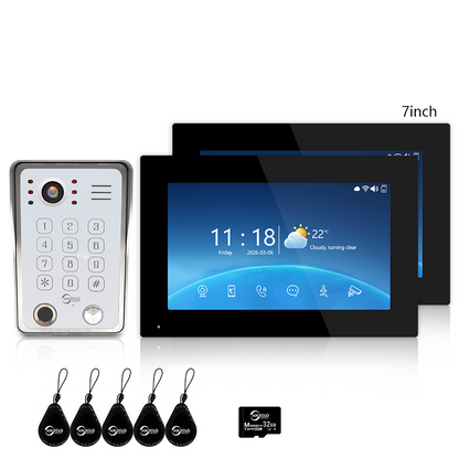 Anjielo Latest 7/10 Inch Monitor 4 wire Video Intercom System Photo Frame Video Doorbell 5 in 1 unlocking with Motion Detection for the Apartment Home andVilla