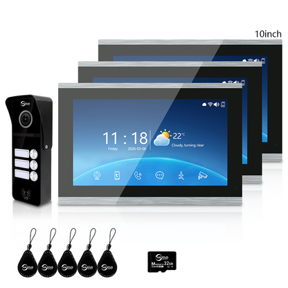 Anjielo Newest 4 Wire Video Door Phone Intercom System with Photo Frame Background Music for 2/3/4 Household