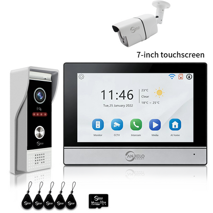 Anjielo 7/10 Inch 1080P Smart WiFi Video Intercom System with Tuya App 3-in-1 Unlock Motion Detection Alarm for Home Apartment
