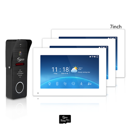 Anjielo 4-Wire 1080P Video Intercom — 7"/10" Touch Monitor, Photo Frame, Background Music, Motion Detection, 148° Wide Angle, 2-in-1 Unlock (Monitor/Tuya App) for Home Apartment
