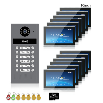 Anjielo 7/10 Inch WiFi Smart Video Doorbell Multi‑Family Apartment Intercom System Two‑Way Audio & Remote Unlock Digital Photo Frame & Background Music Tuya App Control IP65 Weatherproof