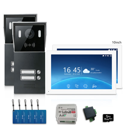 Anjielo 2-Wire Multi-Tenant Video Intercom System with Tuya App, 7/10-Inch Touch Screen, 2MP CMOS, IP65 Doorbell & 128GB TF Card