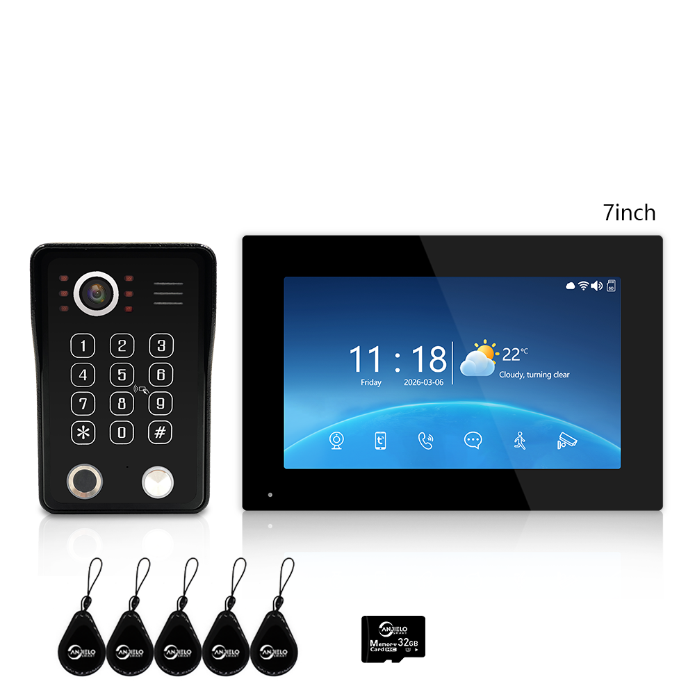 Anjielo Latest 7/10 Inch Monitor 4 wire Video Intercom System Photo Frame Video Doorbell 5 in 1 unlocking with Motion Detection for the Apartment Home andVilla