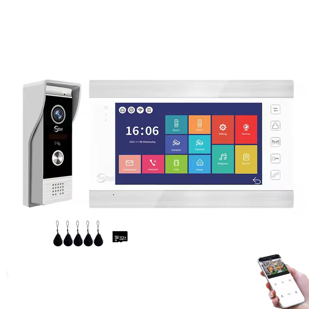 Anjielo 4 Wire Video Intercom System Video Doorphone Motion Detection Night Vision for Villa