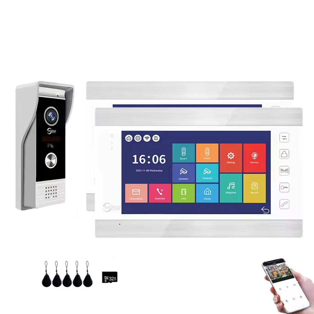 Anjielo 4 Wire Video Intercom System Video Doorphone Motion Detection Night Vision for Villa