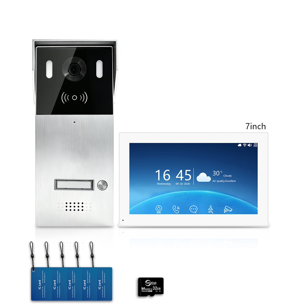 Anjielo 2-Wire Multi-Tenant Video Intercom System with Tuya App, 7/10-Inch Touch Screen, 2MP CMOS, IP65 Doorbell & 128GB TF Card
