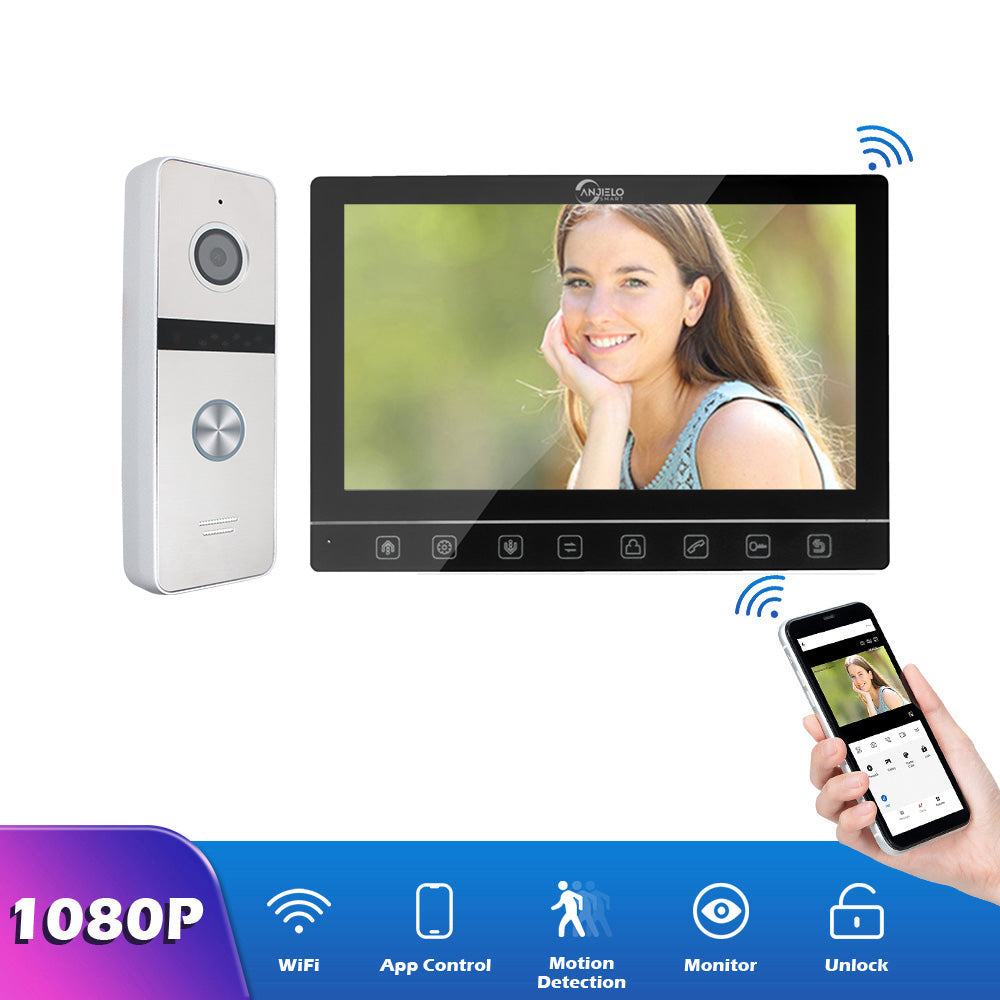 New 1080P Wide View Outdoor doorbell Wired 7 lnch Screen Touch Button Monitor with Night Vision Video Intercom System Support Tuya For Home Villa