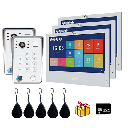 Tuya 10 Inch Video Intercom Touch Screen with Wired Doorbell 1080P APP Password Fingerprint Card Swipe Monitor One click unlock