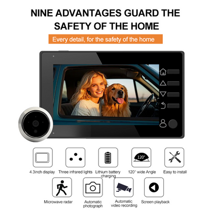 Anjielo 4.3-Inch Video Intercom Supports Multiple Languages Has Motion Detection Can Take Photos And Record Videos And Is Equipped With An Alarm Cat Eyes