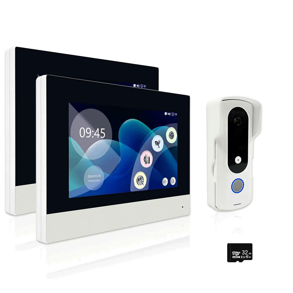 2-wire video doorbell intercom system 7 inch touch screen with night vision camera doorbell phone two-way intercom for home security