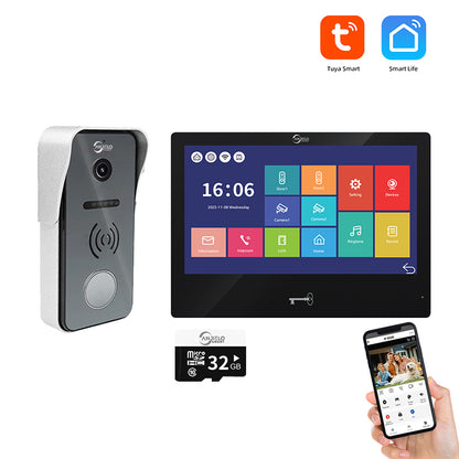 Anjielo 10 Inch Tuya Smart Video Intercom System, 1080P FHD Wired Video Door Phone, IP65 Waterproof Outdoor Station, Motion Detection, Night Vision, Remote Unlock for Villa Apartment