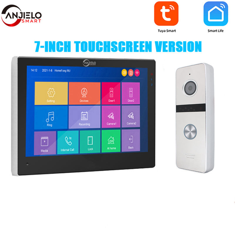 Latest 1080P Wide View Angle doorbell with 7 lnch Screen Touch Monitor with Night Vision Video Doorphone System Support Tuya For Home