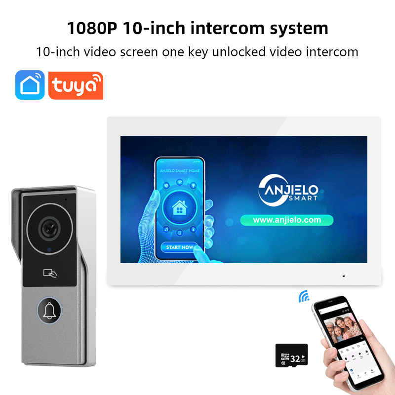 ANJIELOSMART  latest FHD1080P video intercom Doorphone Touch Screen with Wired Doorbell 1080P 140° interfone