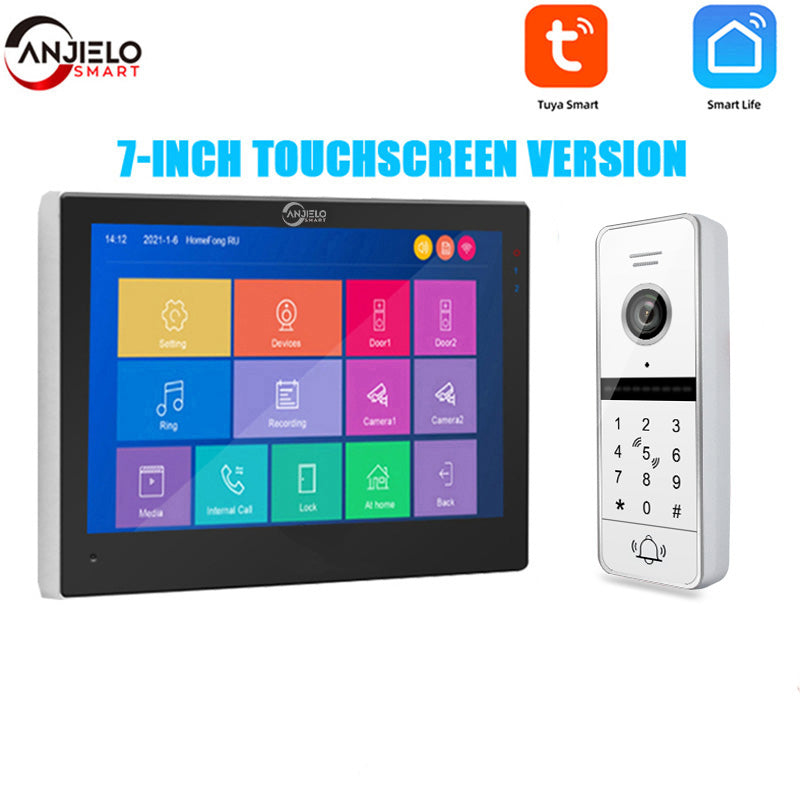 New Tuya Smart Wide View Angle doorbell with 7 lnch Screen 1080P Touch Monitor Motion Detection Video Doorphone For Home Safety