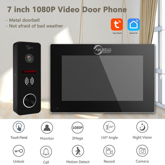 Tuya 7 10 Inch Video Wifi Intercom Tuya Smart Home video doorbell System 1080P Wide View Angle Wired Doorbell Camera Full Touch Monitor