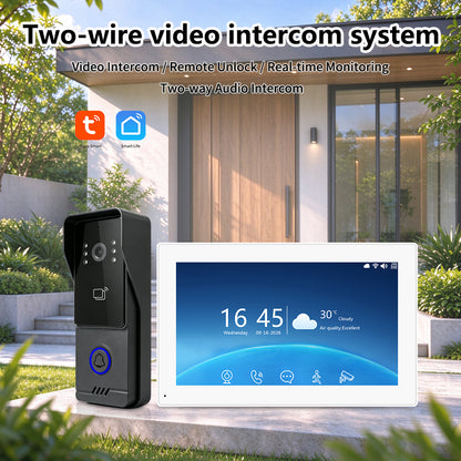 Two-Wire Video Intercom System with Tuya Smart App, 7"/10" Touch Screen, 1080P HD & IP65 Waterproof Doorbell