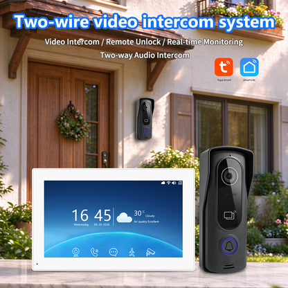 Anjielo 2-Wire Video Intercom System with Tuya Smart App, 7"/10" Touch Screen, 1080P HD & IP65 Waterproof Doorbell