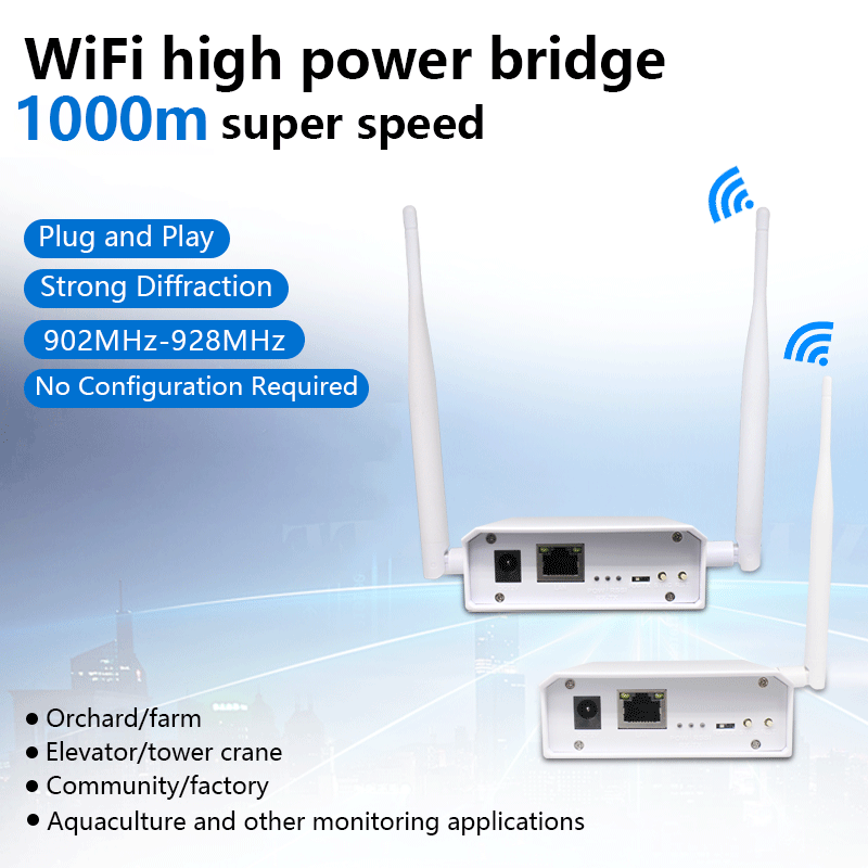 Anjielo WiFi HaLow Wireless Bridge Extender 1km Distance High Gain 2.4& IEEE 802.11ah Antenna Wifi Range Fast Transmission Speed and Strong Penetration