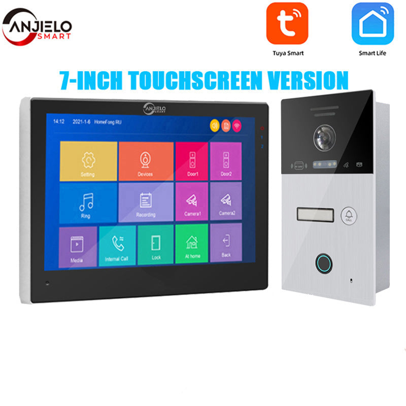 WIFI smart 7 inch Home video door phone intercom system Unlock 1080P Screen  Video Intercom System