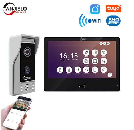 Latest AnjieloSmart 10 inch Touch Monitor with Anti-thef IR Vision Doorbell Camera Video Doorphone System For Home Apartment
