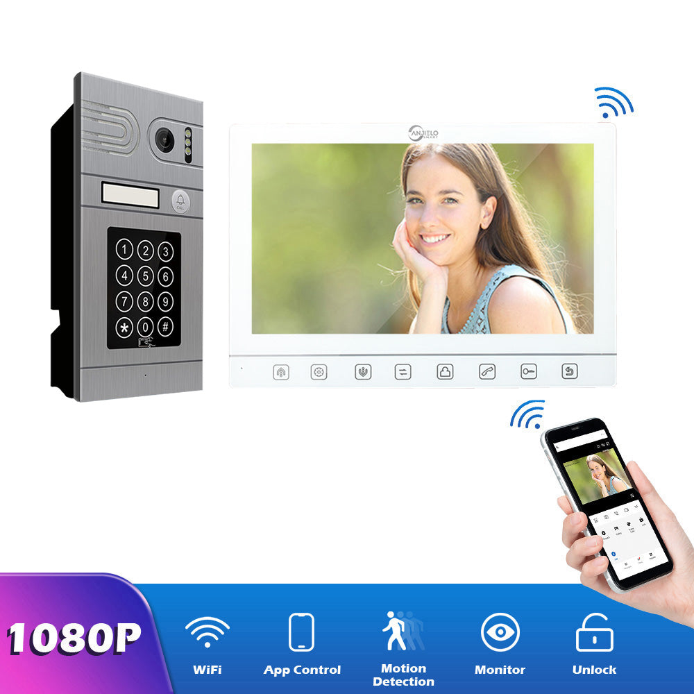 Tuya Smart App Remote Control WiFi Video Door Phone Intercom 7 inch  Screen Access Control System Motion Detection With Code Keypad/RFID Card
