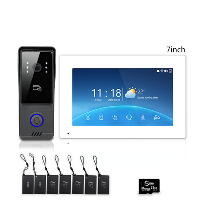 Anjielo 4‑Wire Tuya Video Intercom System, 7"/10" Touch Monitor, RFID Card Unlock, IP65 Wired Video Doorbell for Villa Apartment Home Security
