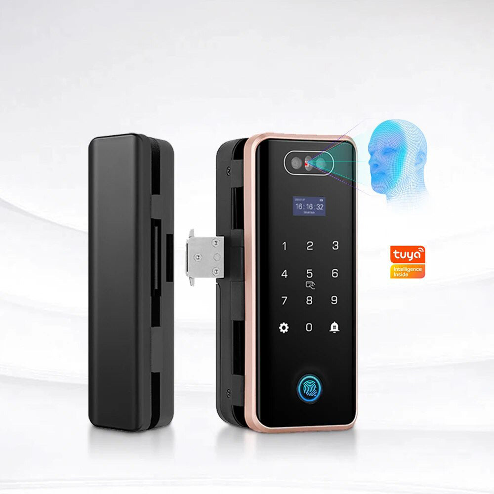 AnjieloSmart Anti-theft 3D Face Id Intelligent Glass Door Lock Smart Home APP Face Recognition Smart Door Lock