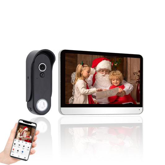 ANJIELOSMART TUYA wifi halow Système d'interphone vidéo sans fil Caméra de sonnette avec moniteur à écran tactile 7 ", Kits de téléphone de porte HD 1080P 