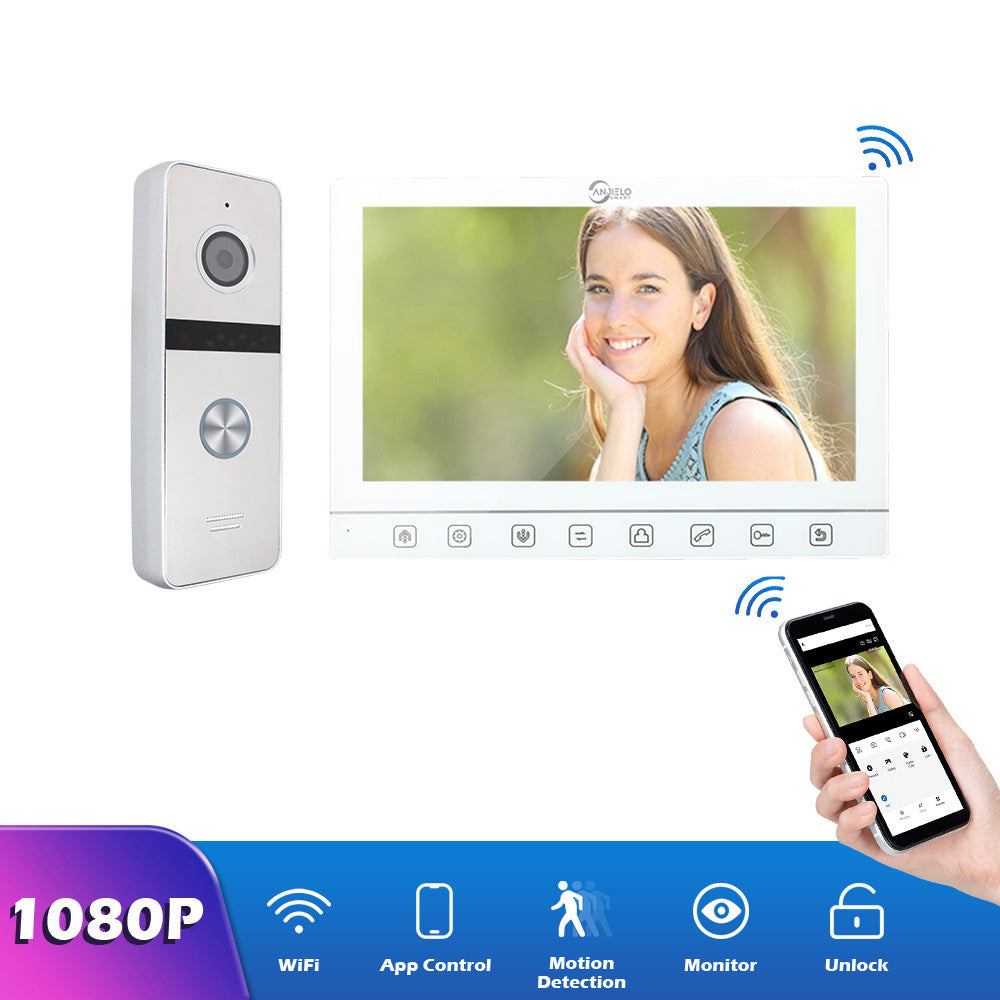AnjieloSmart 10 inch Touch Button Screen with Night Vision Doorbell Video Doorphone System For Home Villa