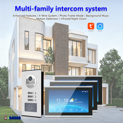 Anjielo 4-Wire Multi-Family Video Intercom System with Tuya Smart – 1080P HD, Motion Detection & Night Vision