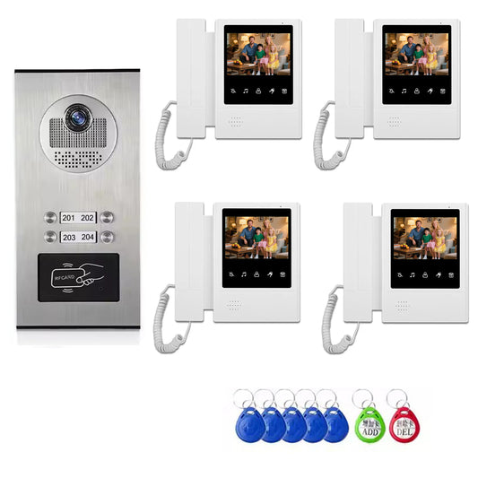 AnjieloSmart Home 4.3'' TFT Wired Video Intercom Doorbell System RFID Camera with 2/3/4/6/8/10/12 Monitor Doorphone