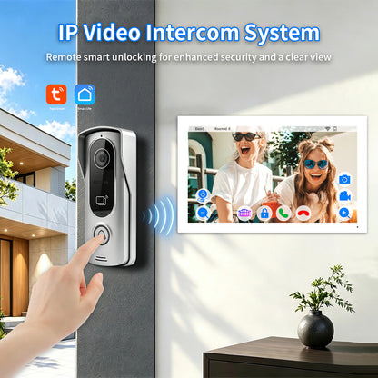 Anjielo IP HD Video Intercom System with Tuya App – 7/10.1-Inch Touch Screen, AHD 2.0MP Camera, RFID Unlock for Villa & Apartment